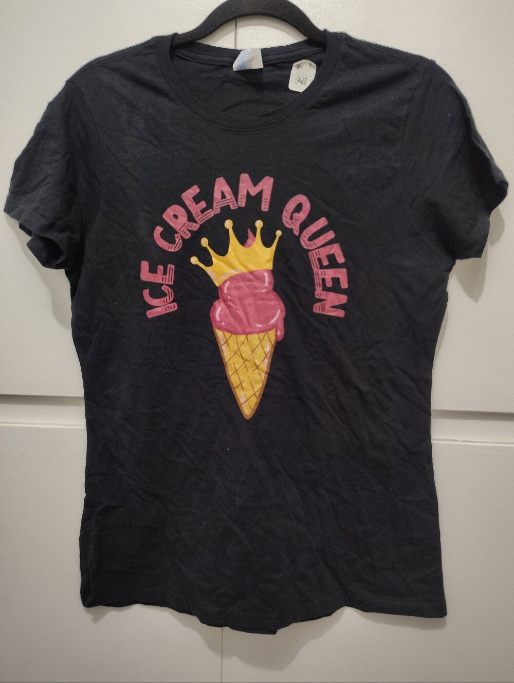 Ice Cream Queen Graphic Tee - Black with Pink & Yellow